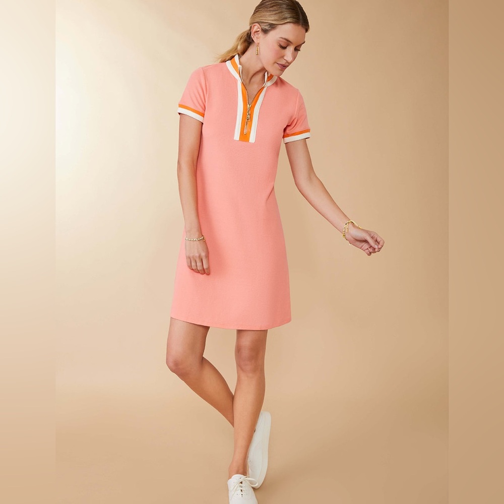 Short Sleeve Serena Pique Dress Shell Pink M NWT